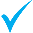 Light blue icon of a check mark